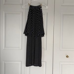 Polka dot black and white business causal dress